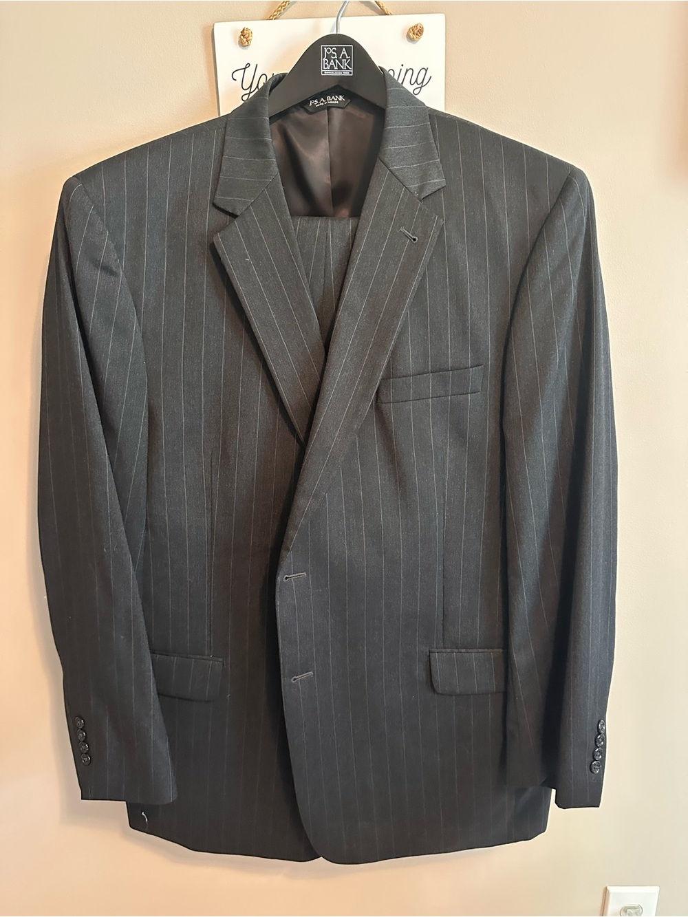 Jos. A. Bank Men’s Charcoal Pinstripe Suit Jacket and Pants
